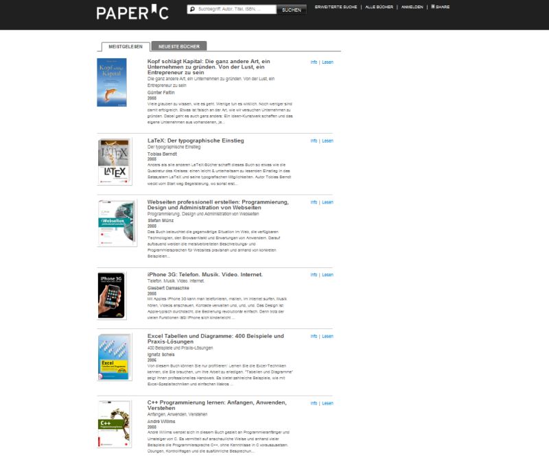 PaperC Buchauswahl