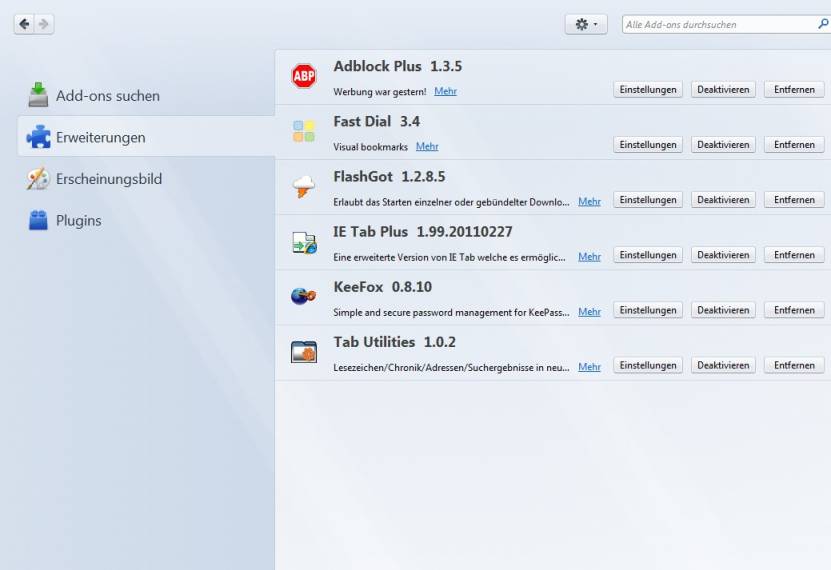 Firefox AddOn-Manager